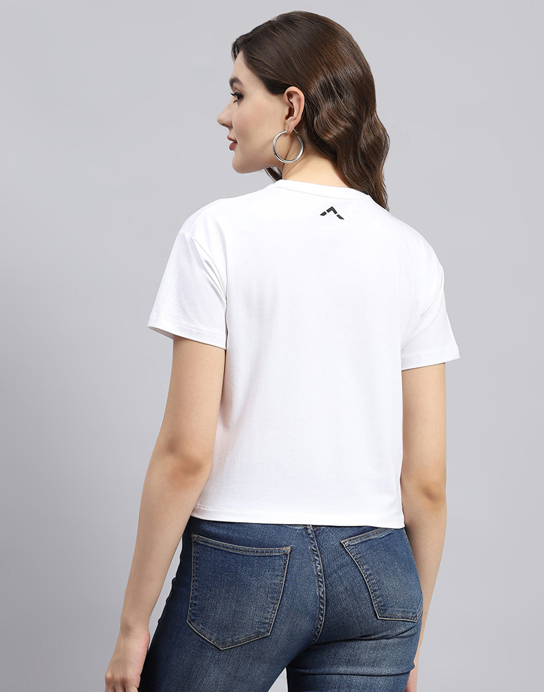 Rock.it Women White Printed Round Neck Half Sleeve Top