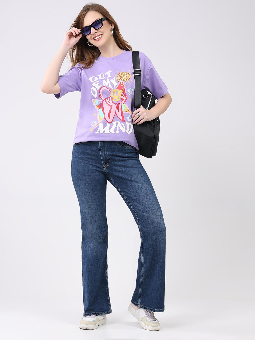 Rock.it Women Purple Printed Round Neck Half Sleeve Top