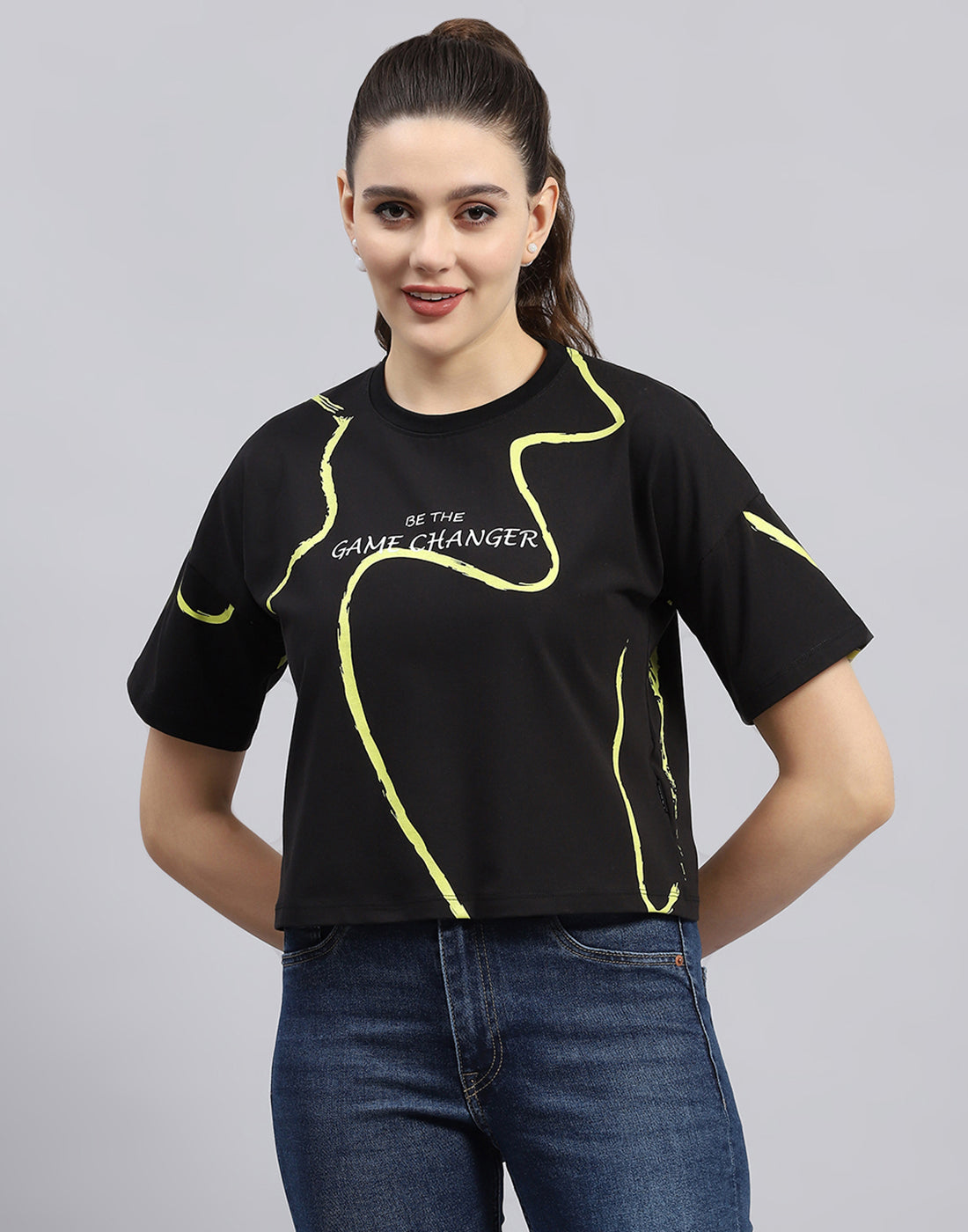 Printed Round Neck Short Sleeve Top