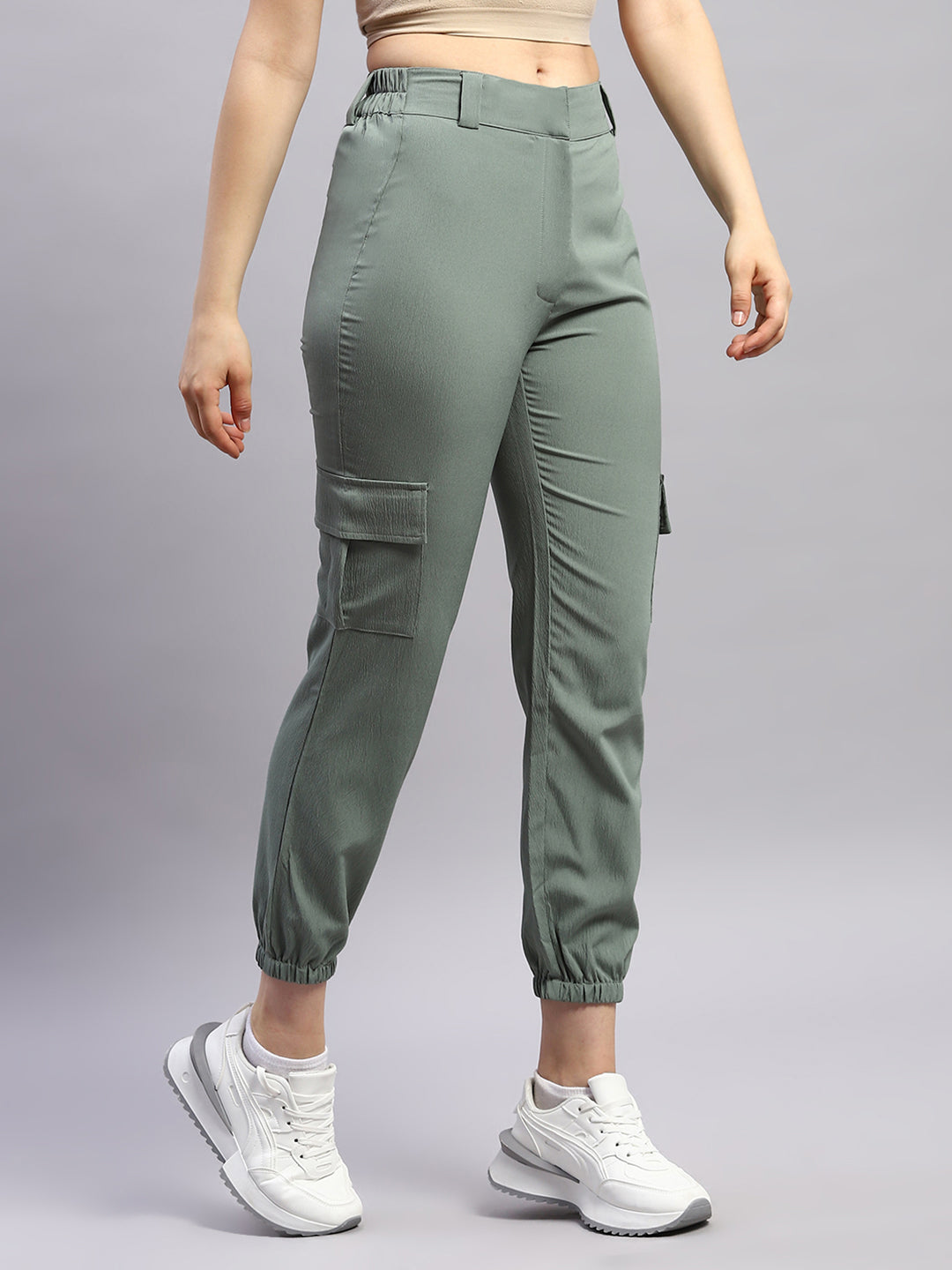 Rock.it Women Green Solid Regular Fit Lower