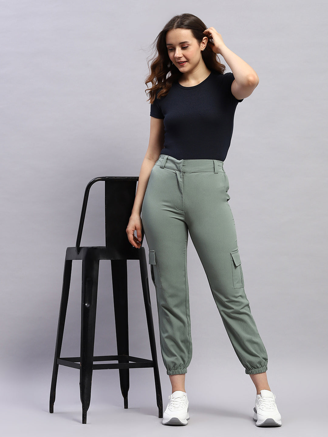 Rock.it Women Green Solid Regular Fit Lower