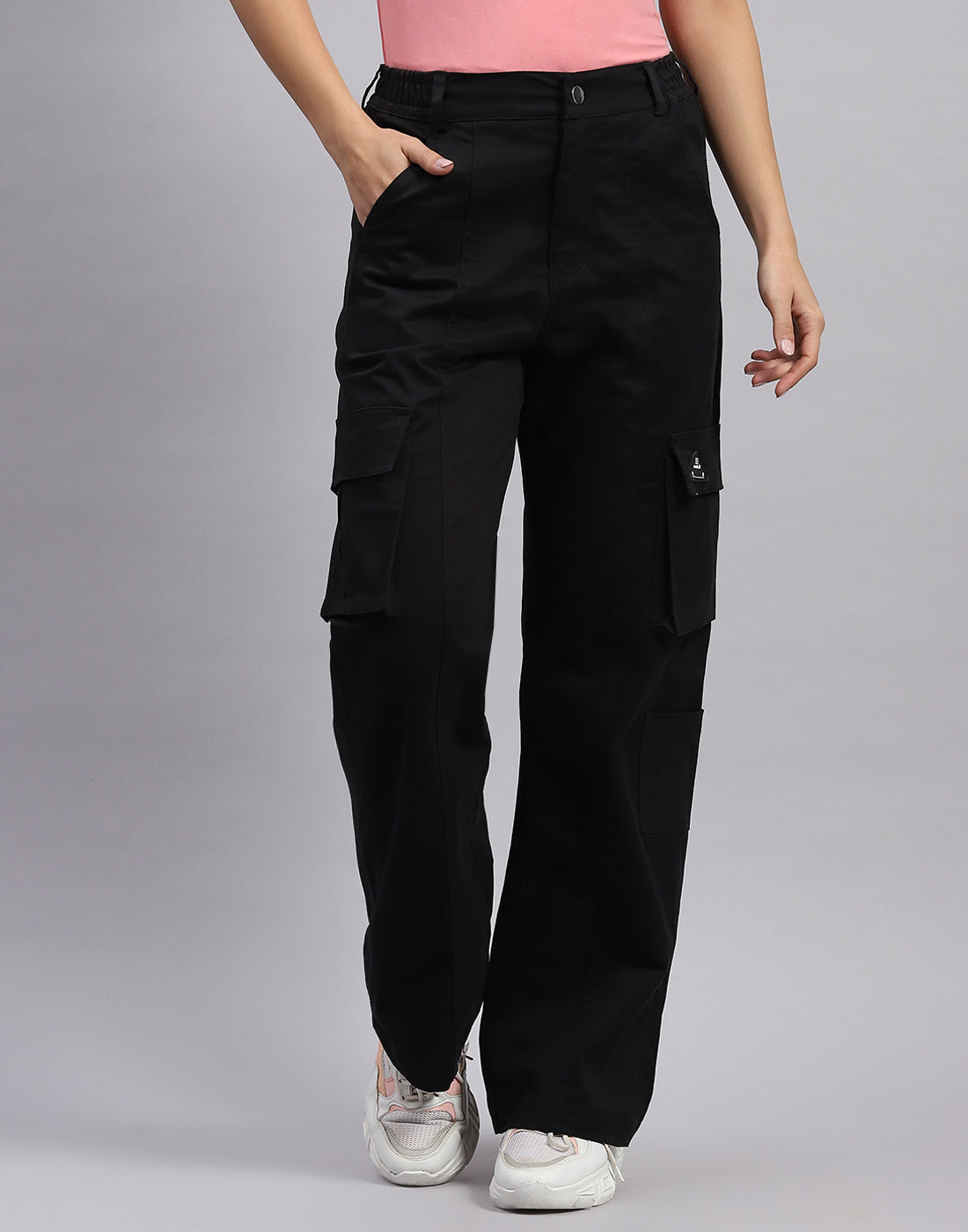 Rock.it Women Black Solid Regular Fit Trouser