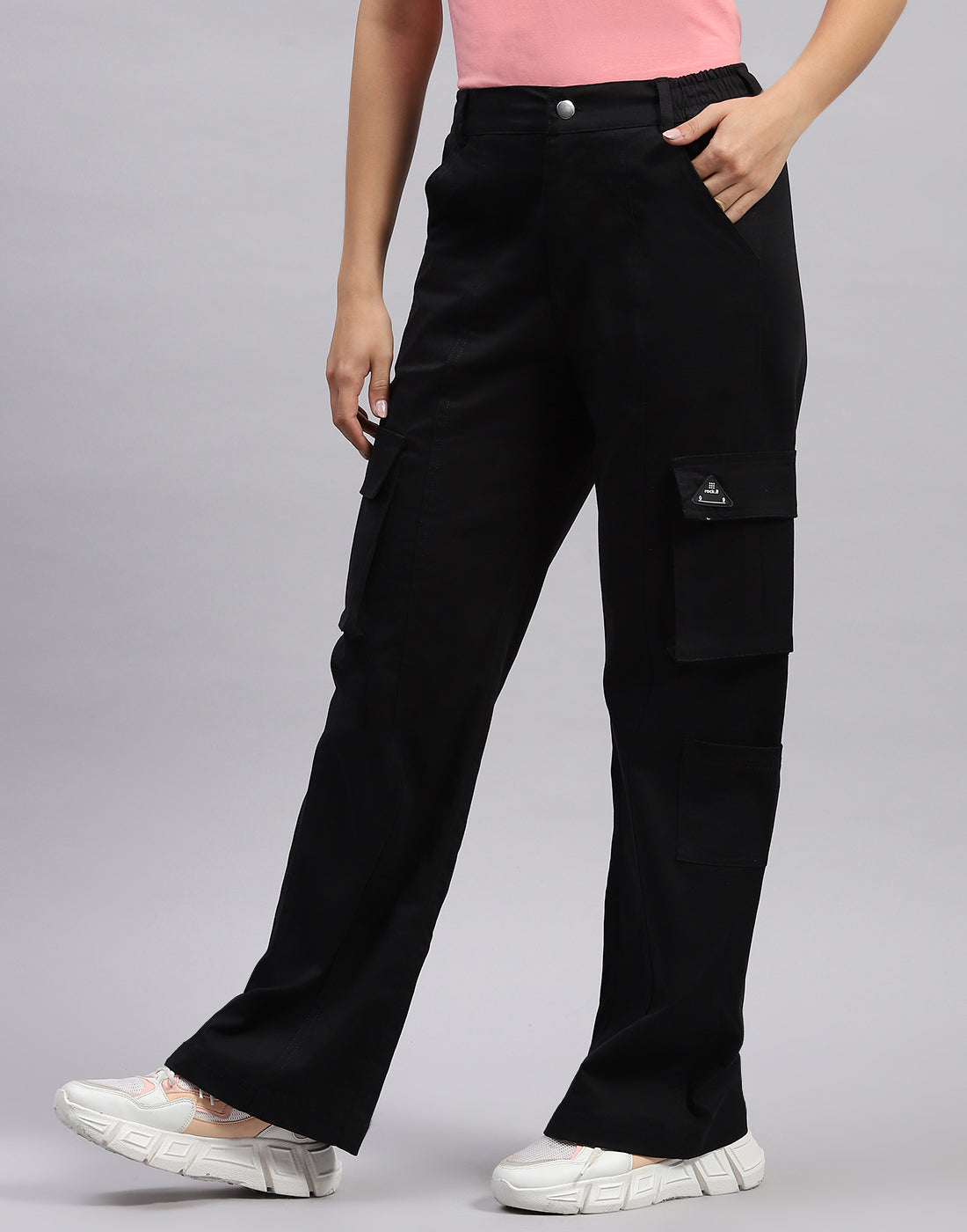 Rock.it Women Black Solid Regular Fit Trouser