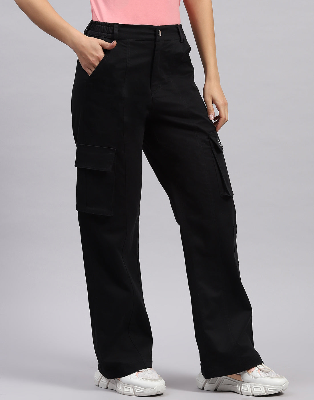 Rock.it Women Black Solid Regular Fit Trouser