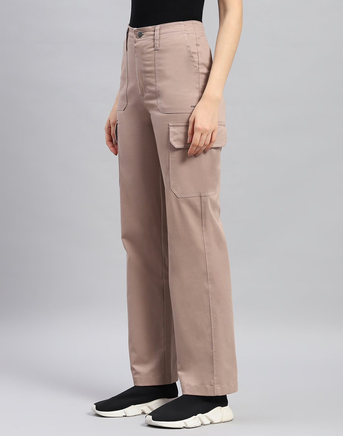 Rock.it Women Khaki Solid Straight Fit Cargo