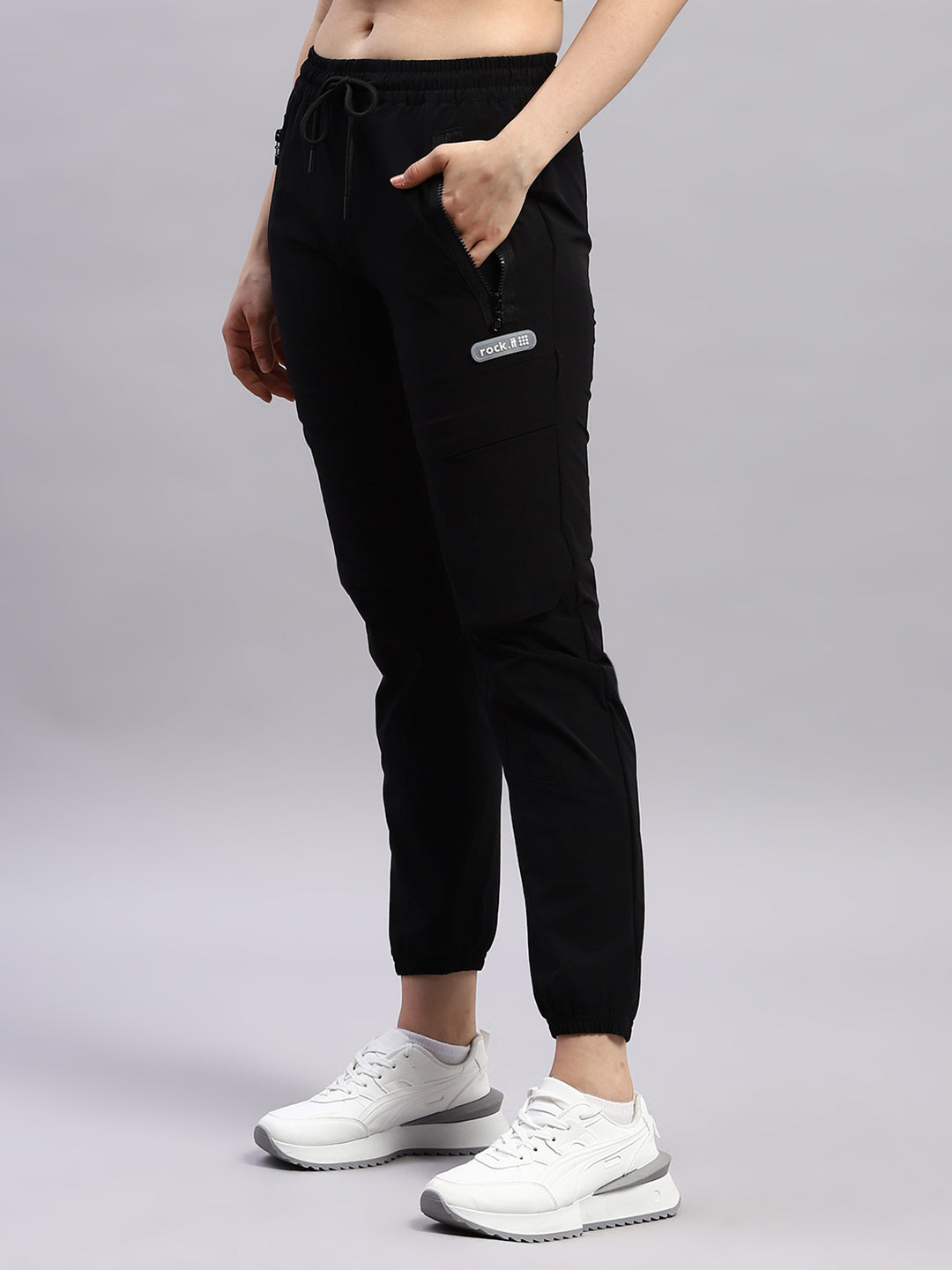 Rock.it Women Black Solid Regular Fit Jogger
