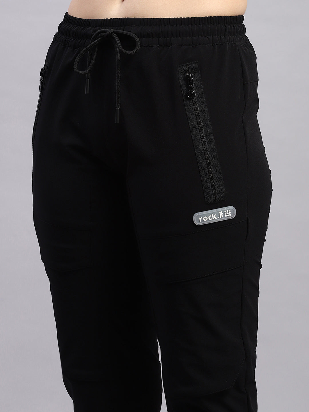 Rock.it Women Black Solid Regular Fit Jogger