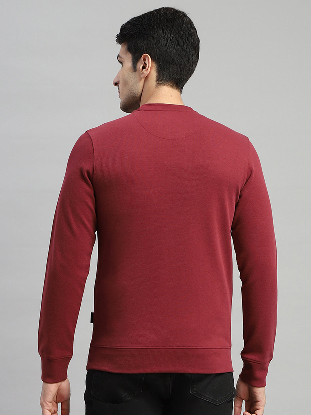 Rock.it Men Maroon Printed Round Neck Full Sleeve Sweatshirt