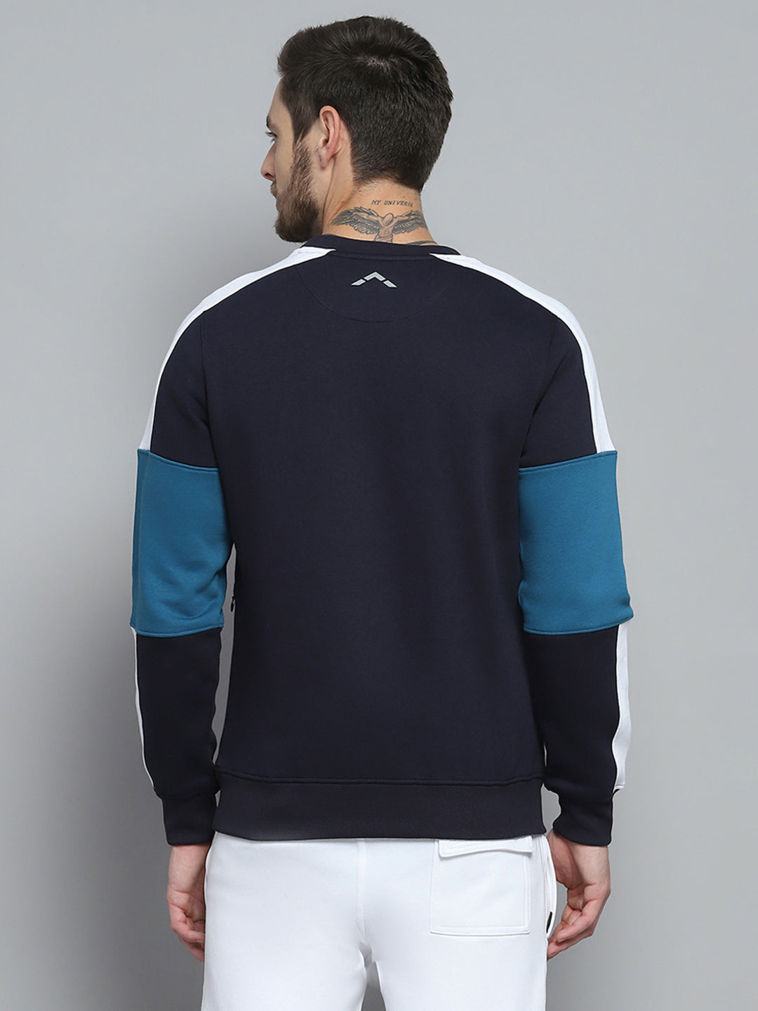 Rock.it Men Navy Blue Printed Round Neck Full Sleeve Sweatshirt