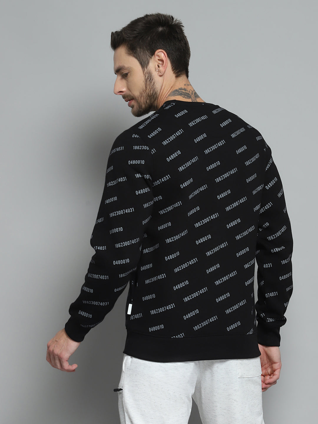 Rock.it Men Black Printed Round Neck Full Sleeve Sweatshirt