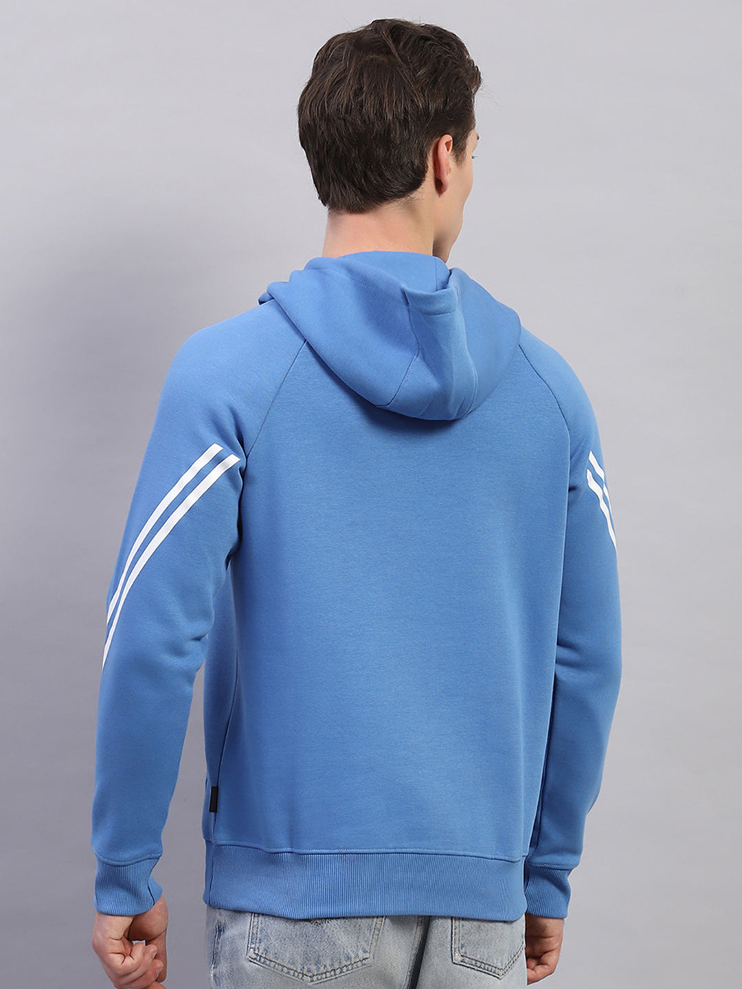 Rock.it Men Blue Printed Hooded Full Sleeve Sweatshirt