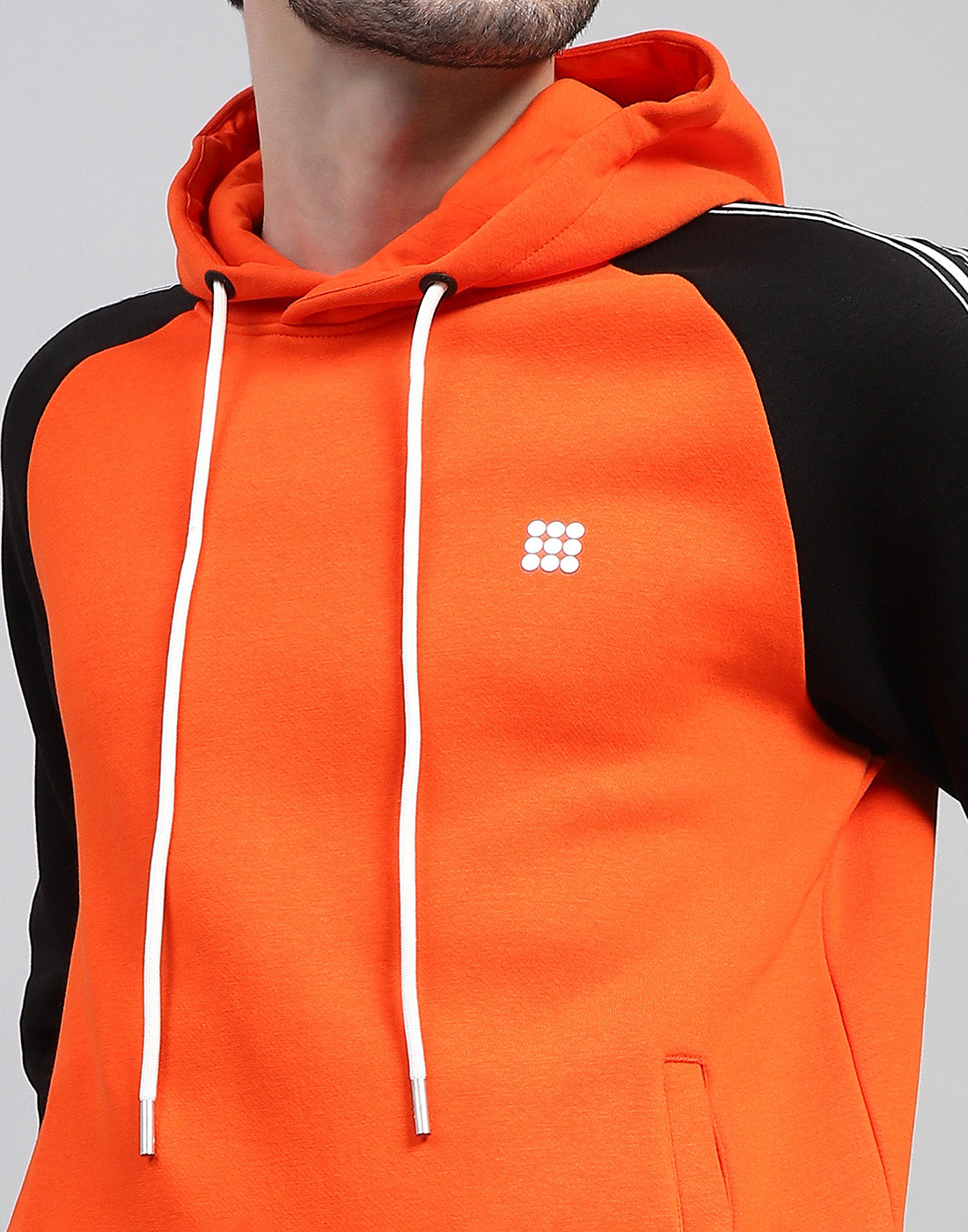 Rock.it Men Orange Solid Hooded Full Sleeve Sweatshirt