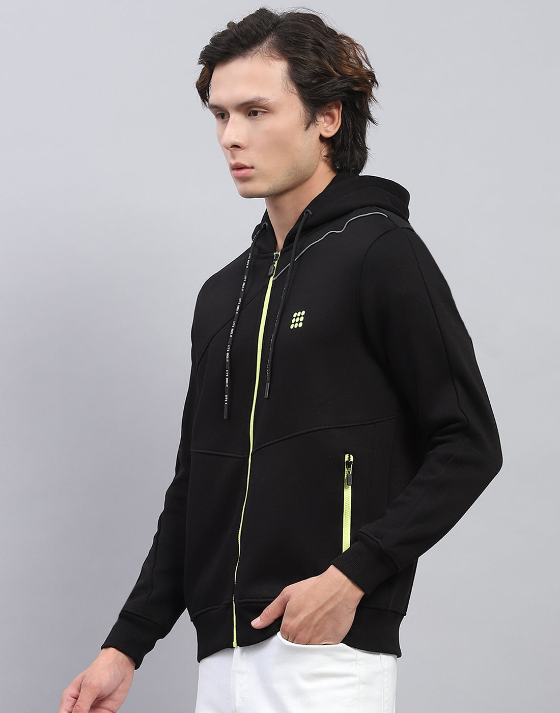 Rock.it Men Black Solid Hooded Full Sleeve Sweatshirt