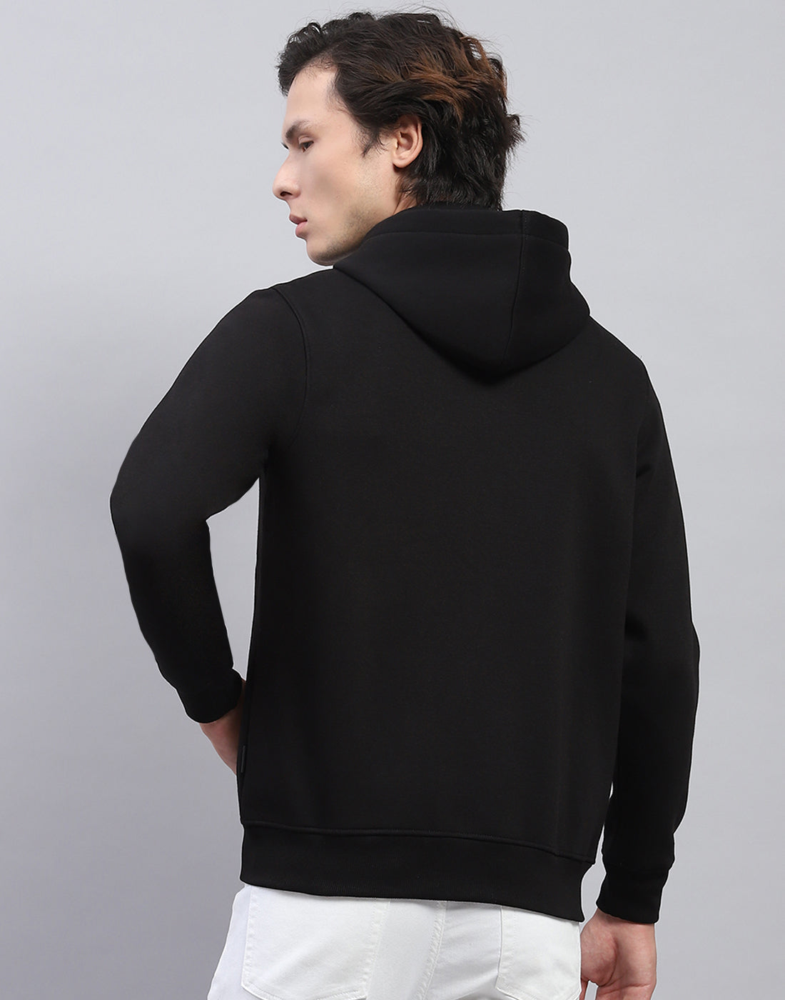 Rock.it Men Black Solid Hooded Full Sleeve Sweatshirt