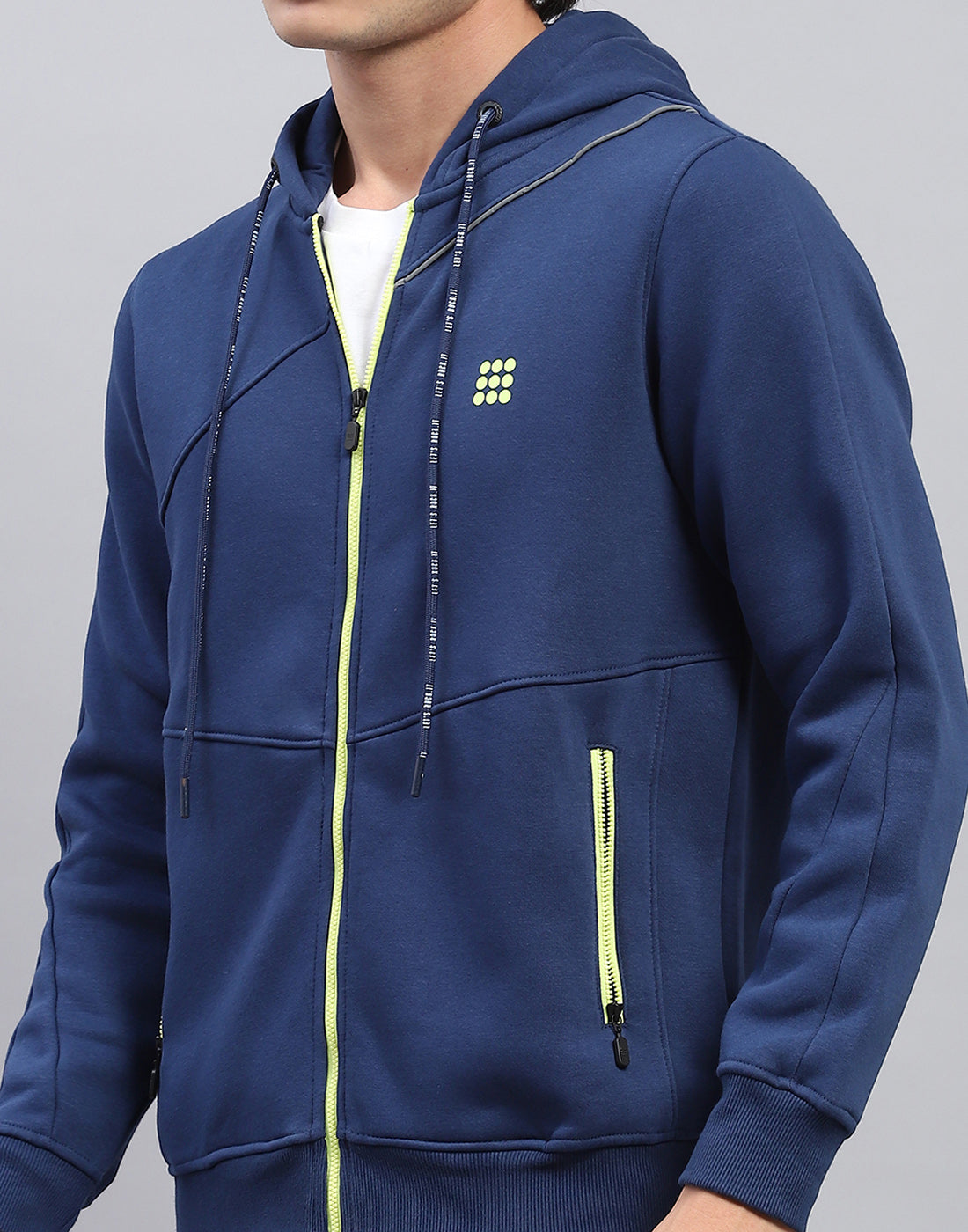 Rock.it Men Navy Blue Solid Hooded Full Sleeve Sweatshirt
