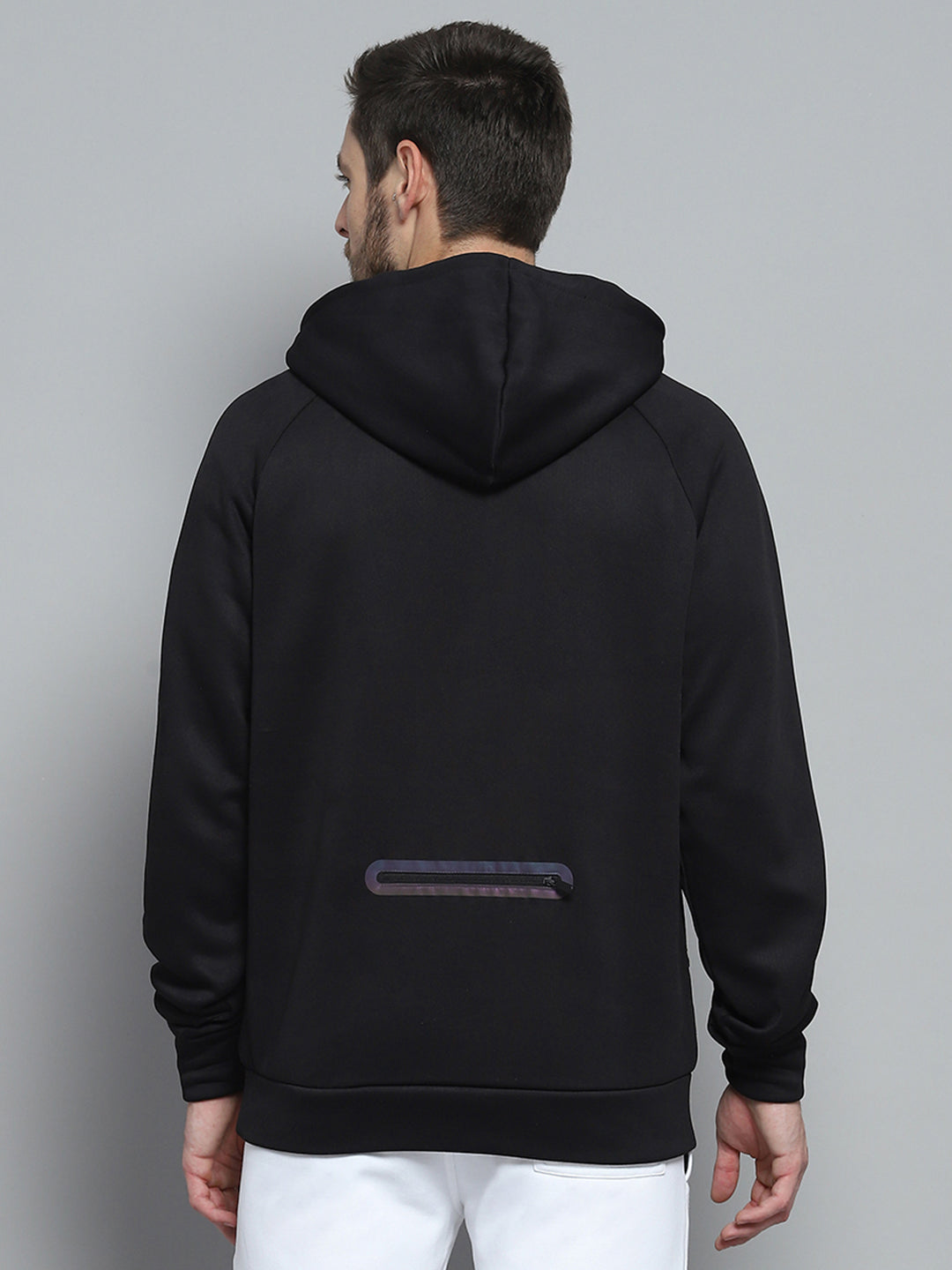 Rock.it Men Black Solid Hooded Full Sleeve Sweatshirt