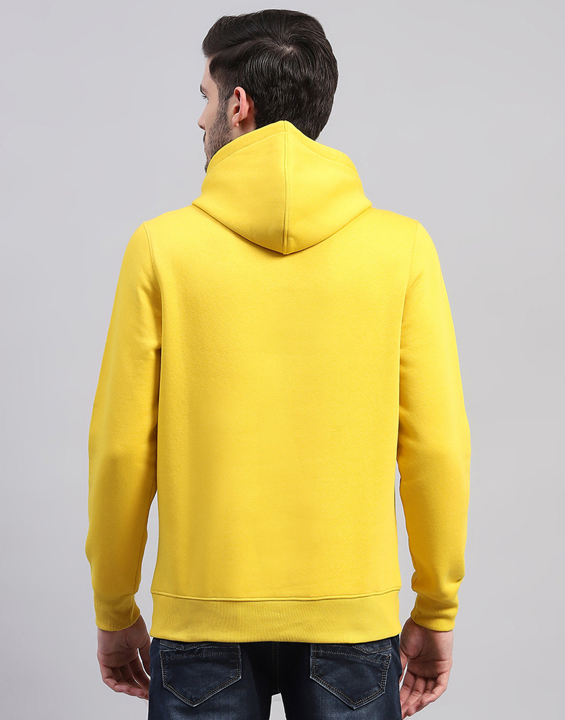 Rock.it Men Yellow Solid Hooded Full Sleeve Sweatshirt