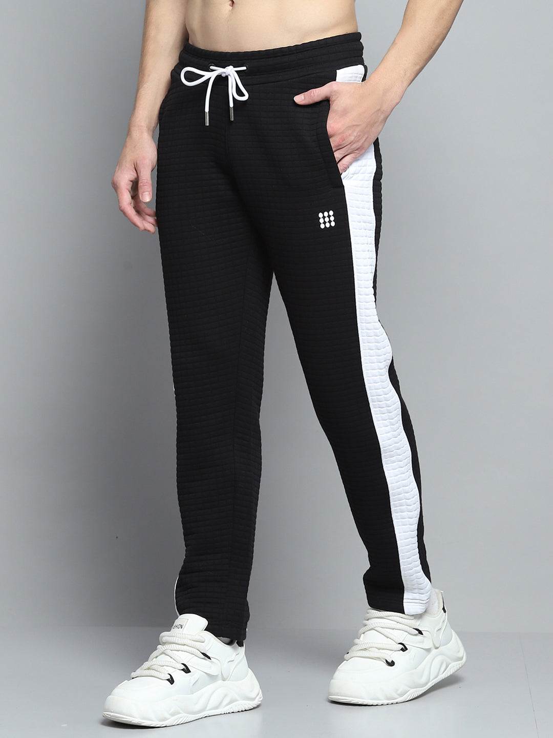 Rock.it Men Black Printed Round Neck Full Sleeve Winter Tracksuit