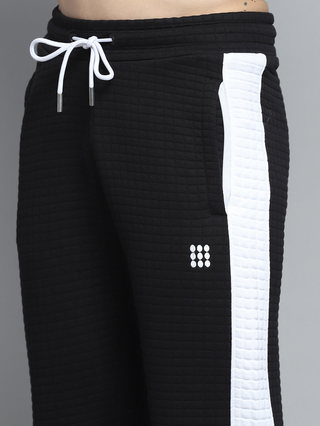 Rock.it Men Black Printed Round Neck Full Sleeve Winter Tracksuit