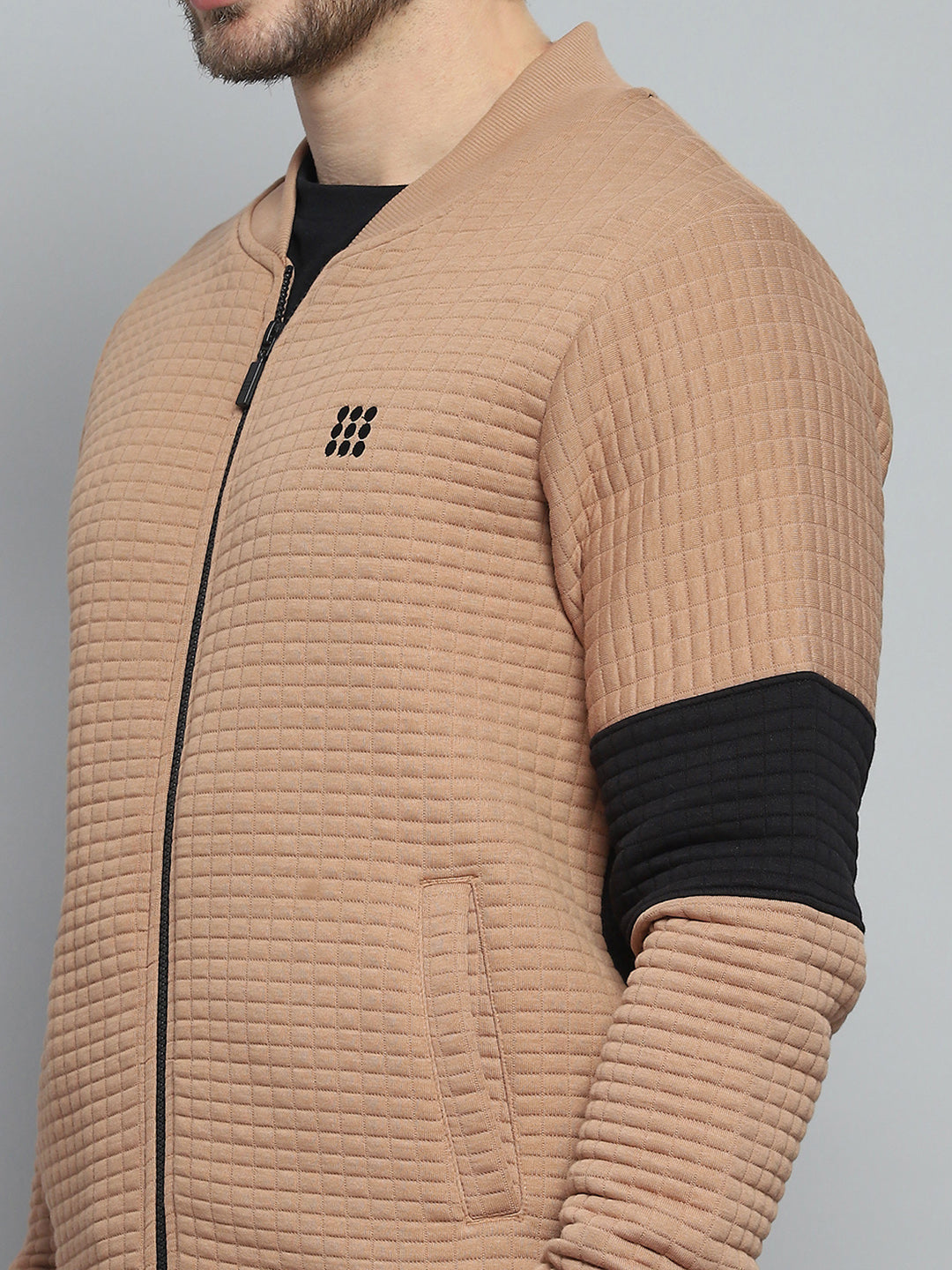 Rock.it Men Khaki Printed Round Neck Full Sleeve Winter Tracksuit