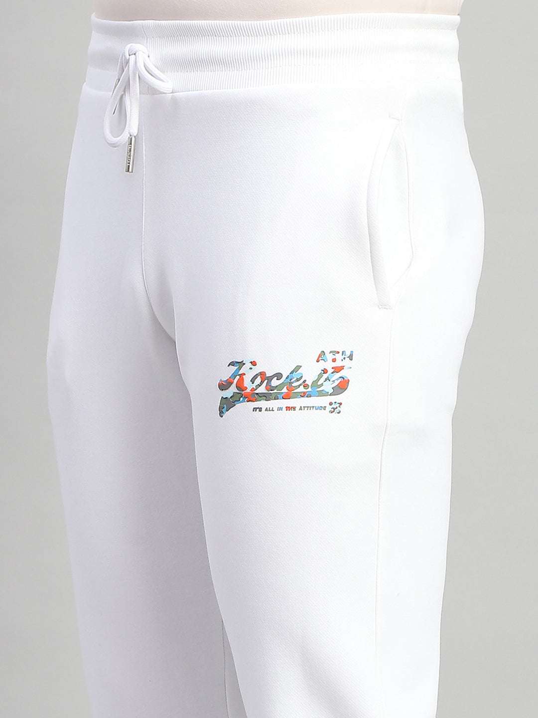 Rock.it Men White Printed Round Neck Full Sleeve Winter Tracksuit