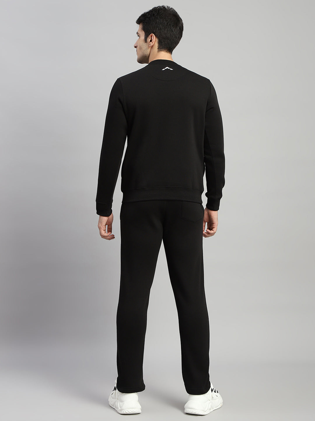 Rock.it Men Black Printed Round Neck Full Sleeve Winter Tracksuit