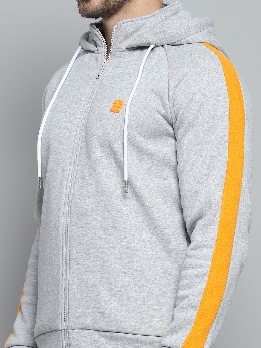 Rock.it Men Grey Solid Hooded Full Sleeve Winter Tracksuit