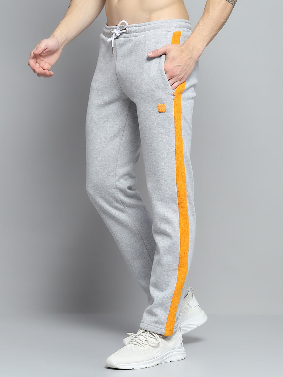 Rock.it Men Grey Solid Hooded Full Sleeve Winter Tracksuit