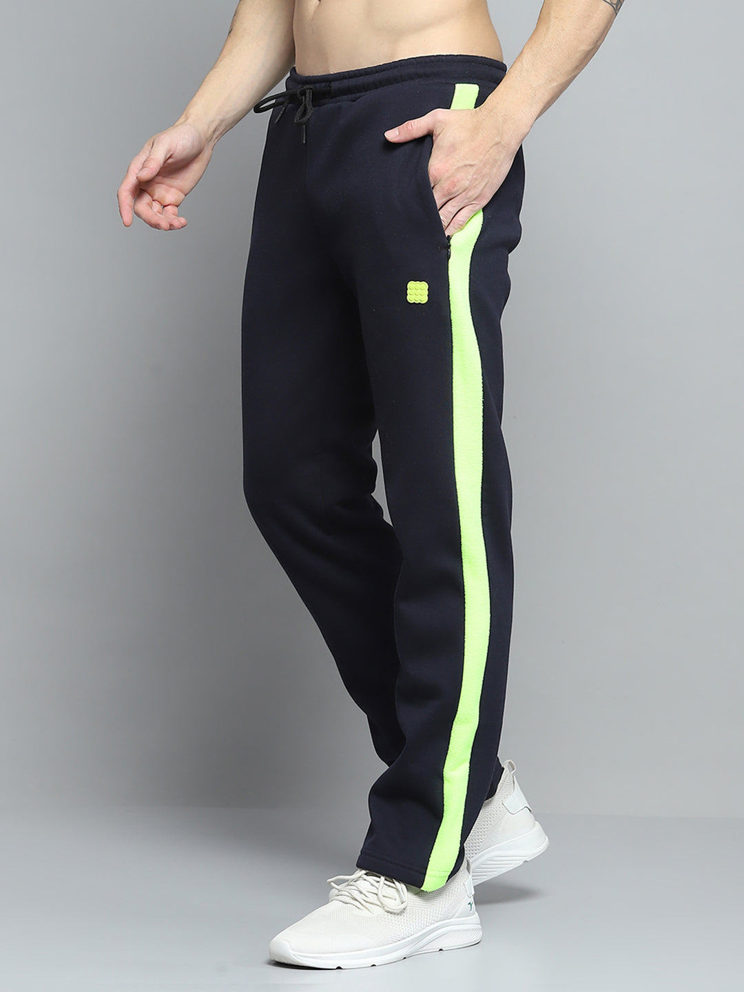 Rock.it Men Navy Blue Solid Hooded Full Sleeve Winter Tracksuit