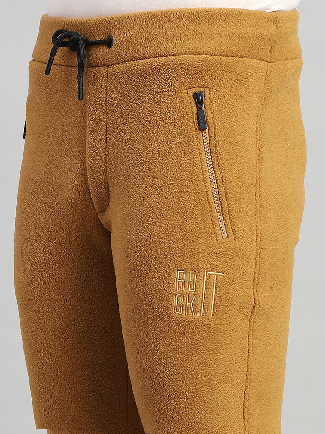 Rock.it Men Brown Solid Hooded Full Sleeve Winter Tracksuit