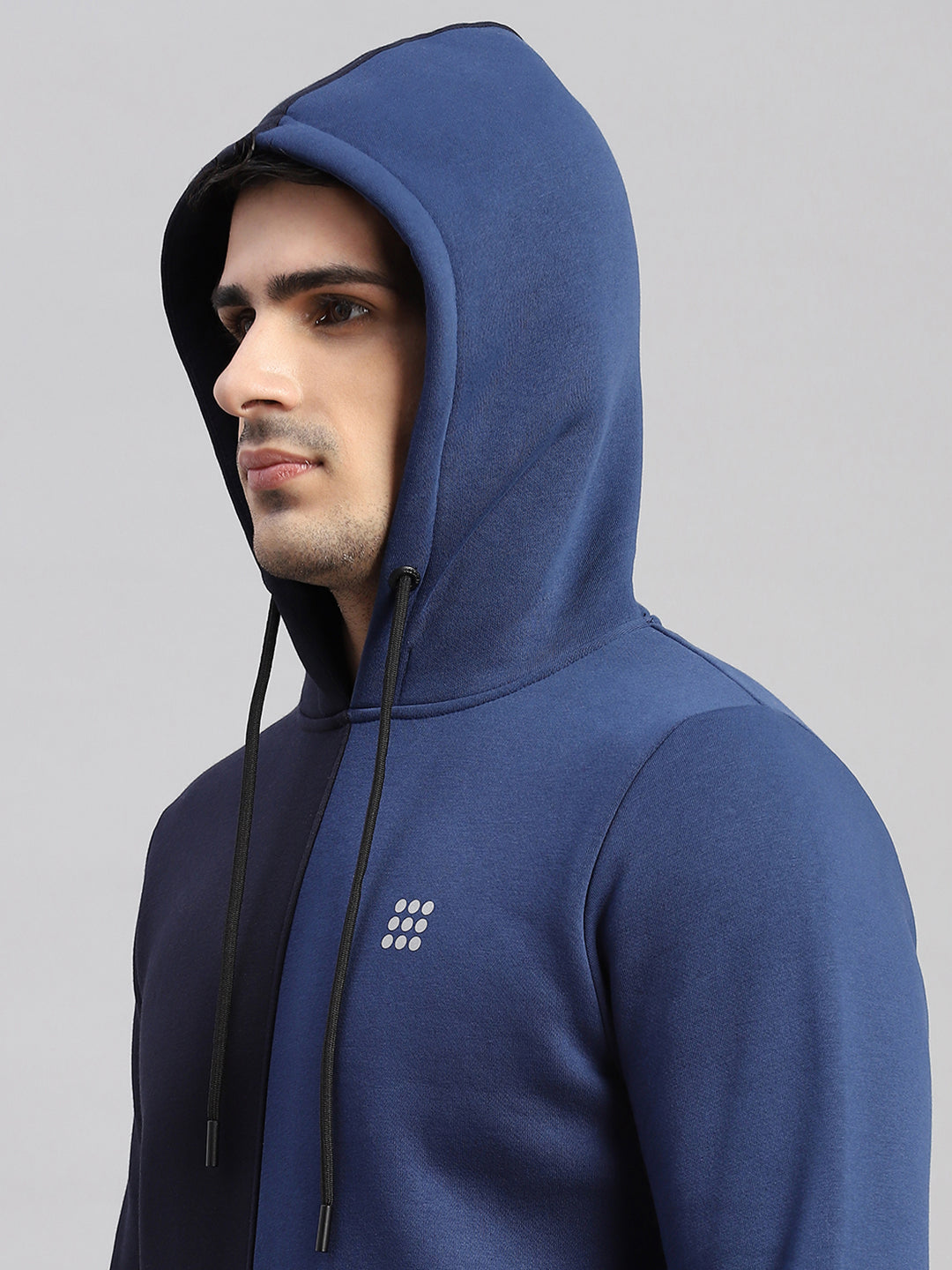 Rock.it Men Navy Blue Solid Hooded Full Sleeve Winter Tracksuit