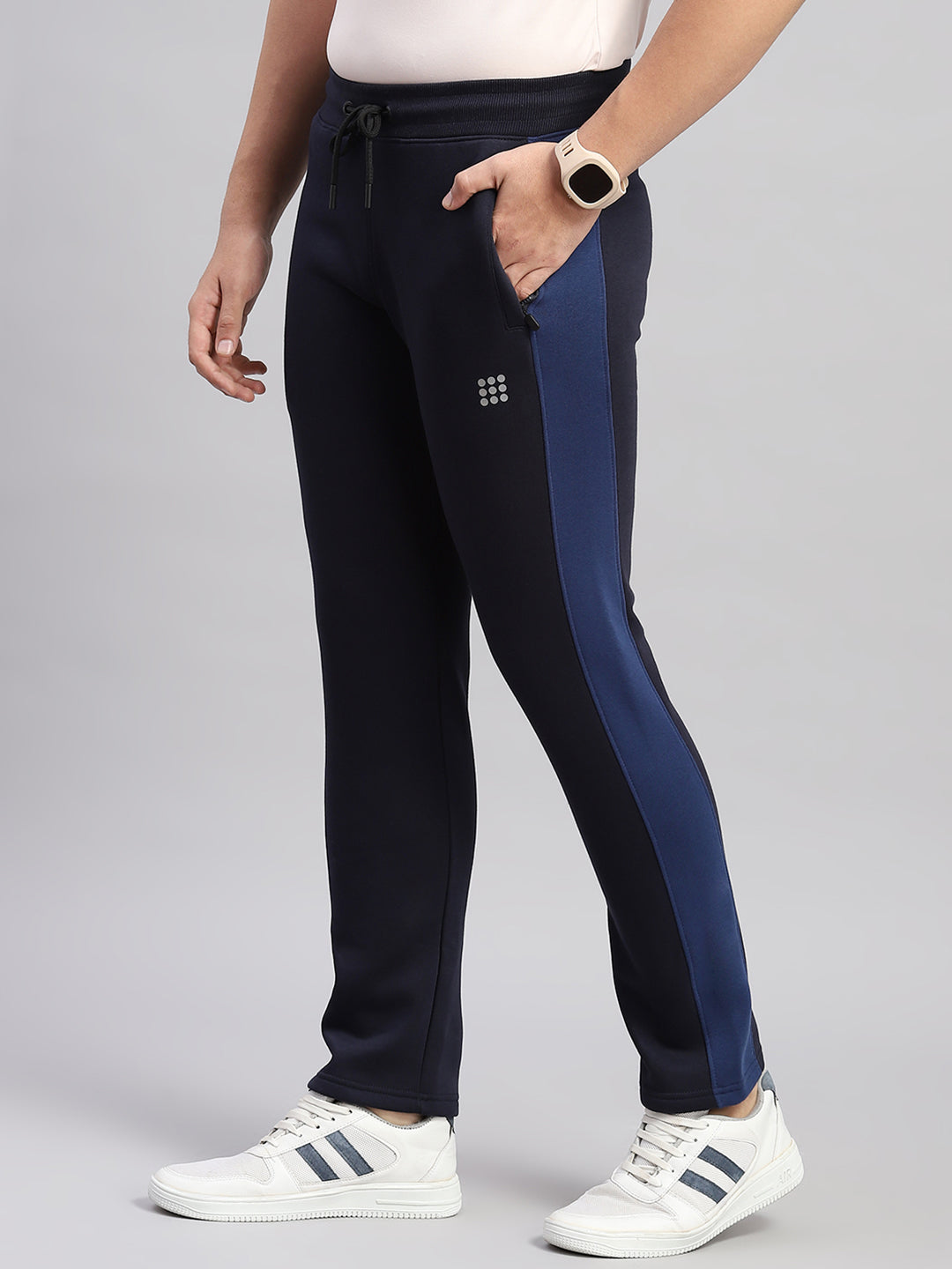 Rock.it Men Navy Blue Solid Hooded Full Sleeve Winter Tracksuit