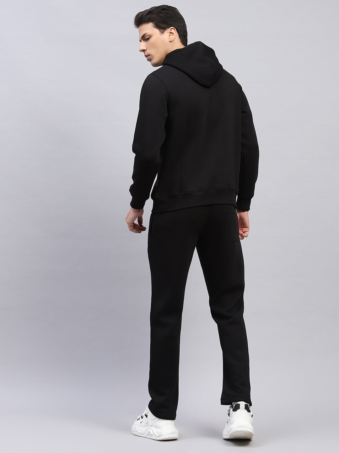 Rock.it Men Black Printed Hooded Full Sleeve Winter Tracksuit