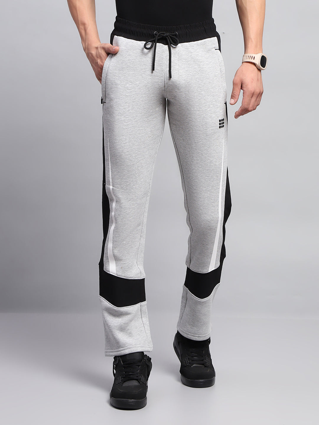 Rock.it Men Grey Solid Regular Fit Lower