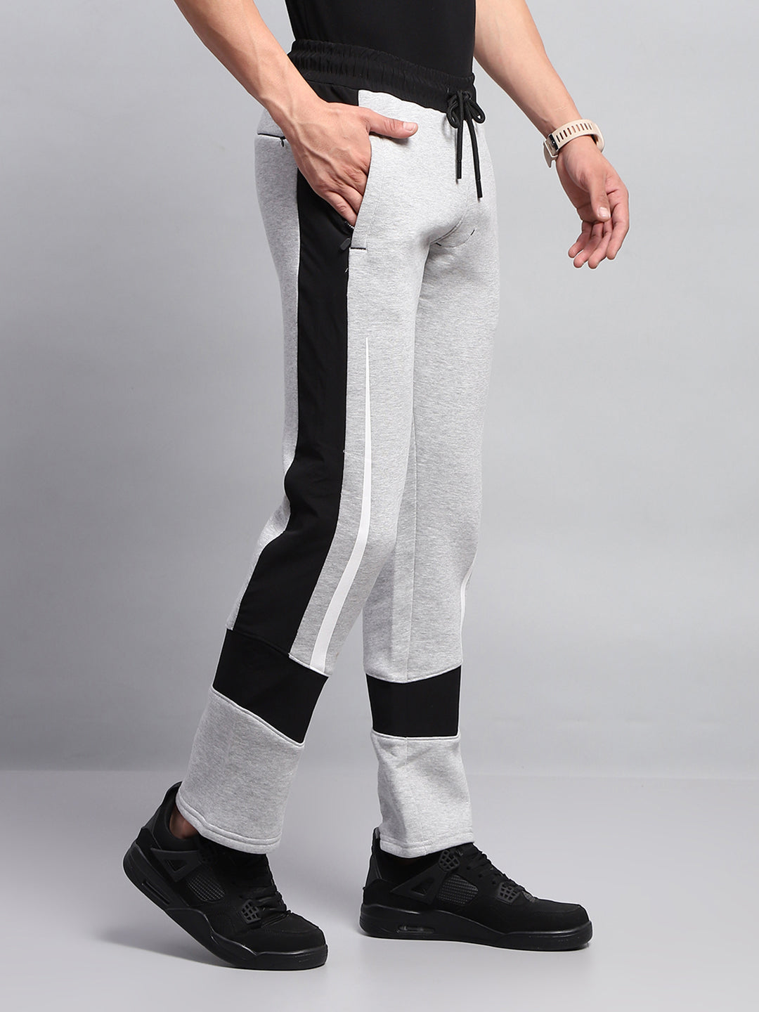 Rock.it Men Grey Solid Regular Fit Lower