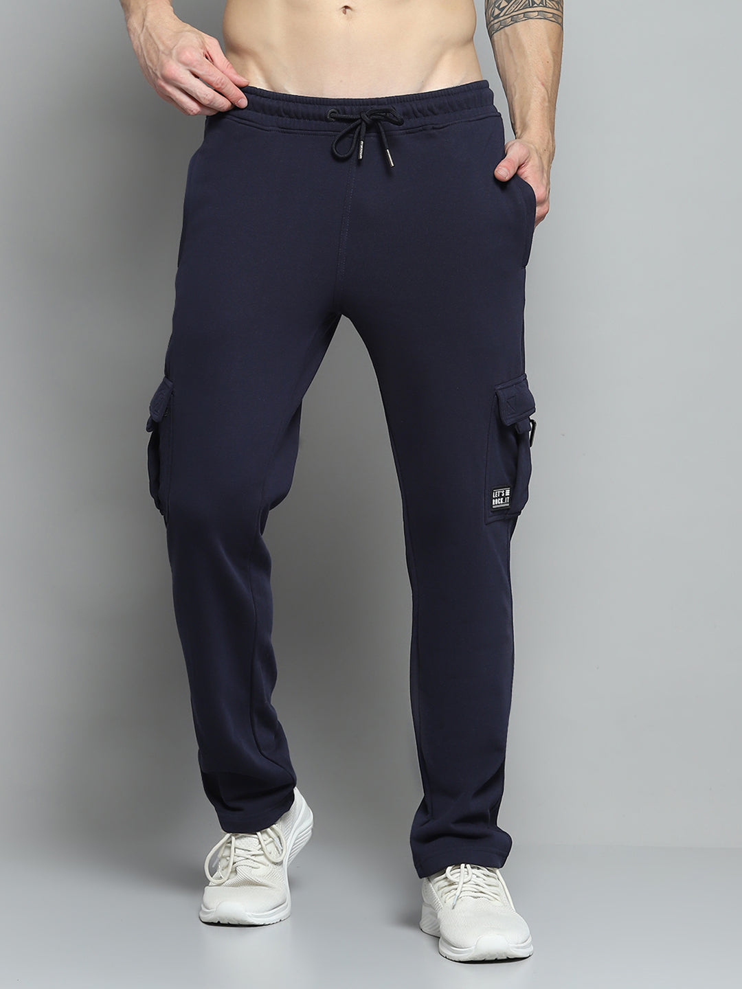 Rock.it Men Navy Blue Solid Lower