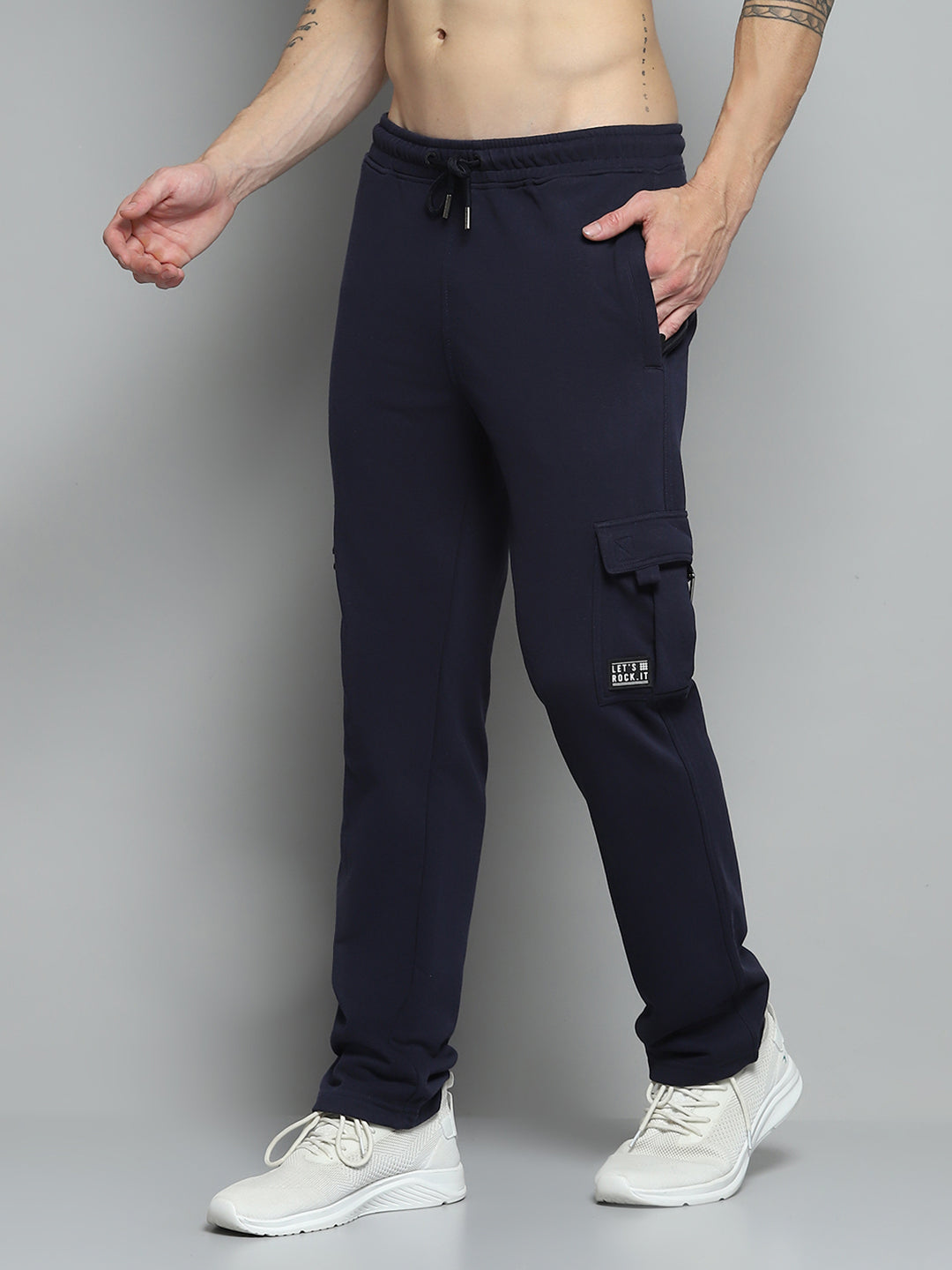 Rock.it Men Navy Blue Solid Lower