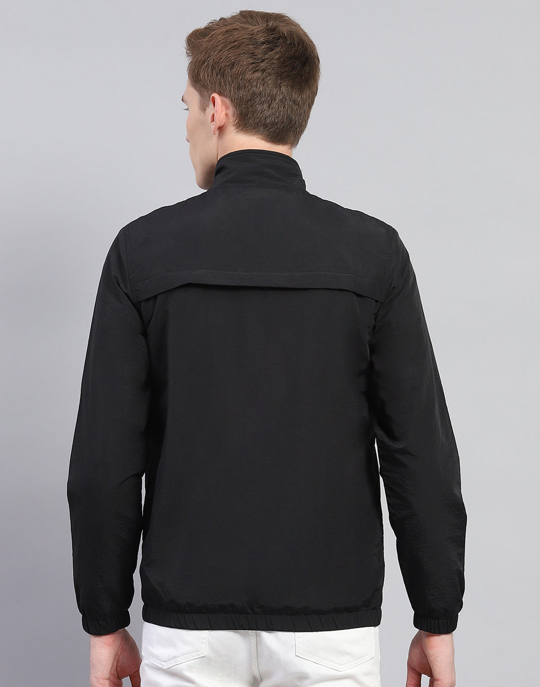 Rock.it Men Black Solid Stand Collar Full Sleeve Jacket