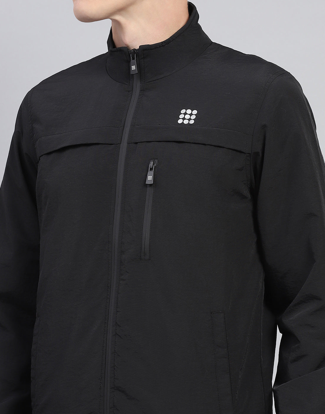 Rock.it Men Black Solid Stand Collar Full Sleeve Jacket