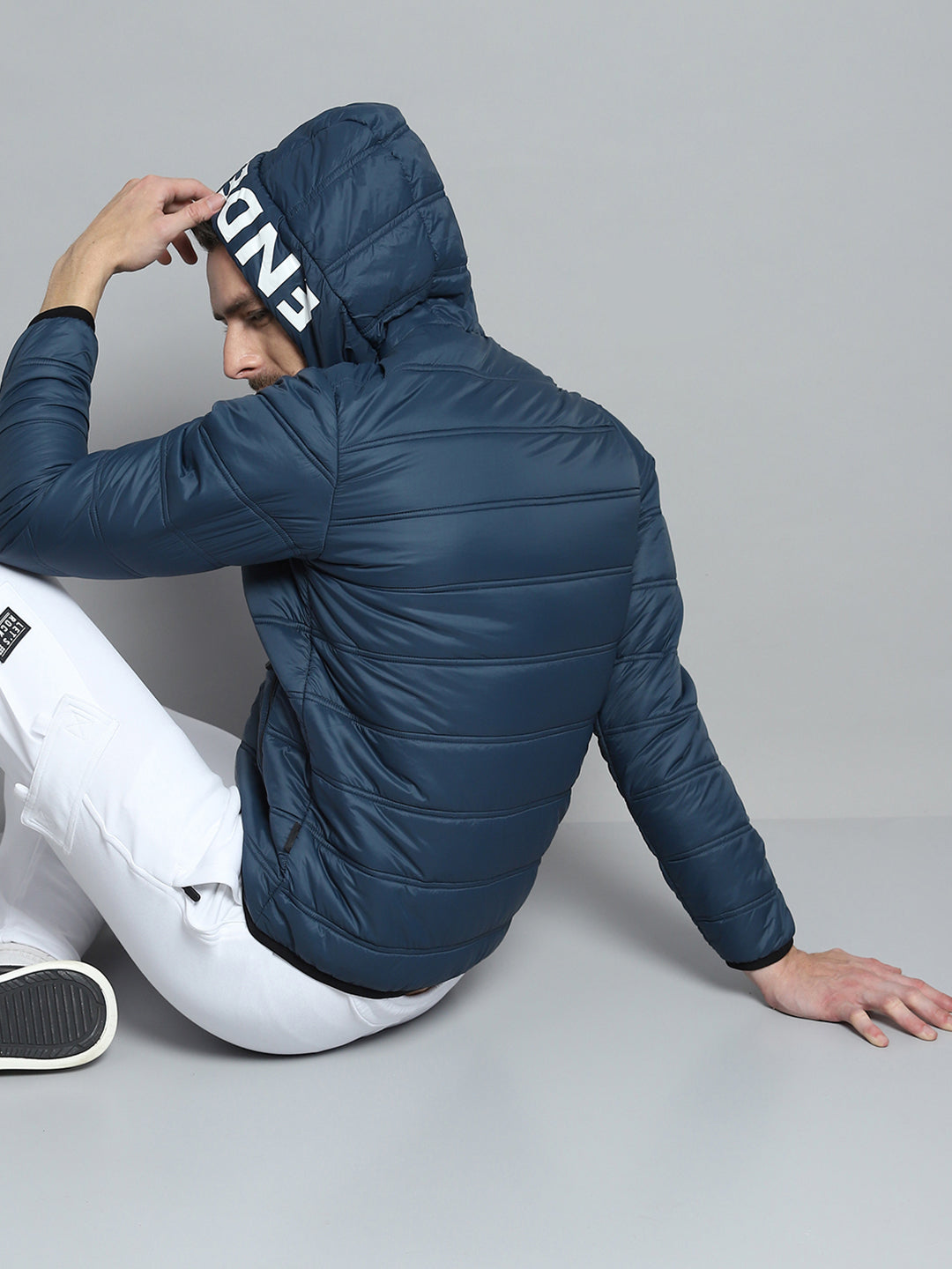 Rock.it Men Blue Printed Hooded Full Sleeve Jacket