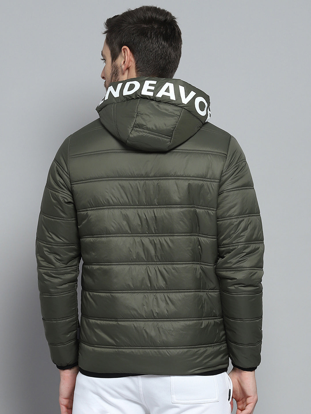 Rock.it Men Olive Printed Hooded Full Sleeve Jacket