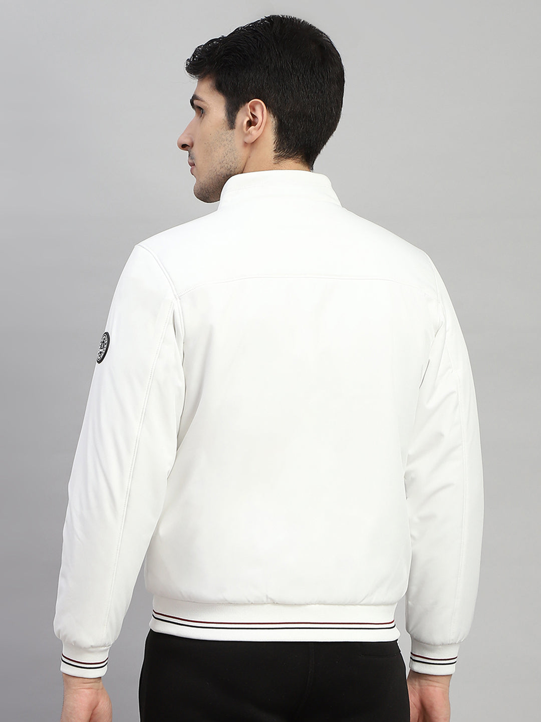 Rock.it Men White Solid Mock Neck Full Sleeve Jacket