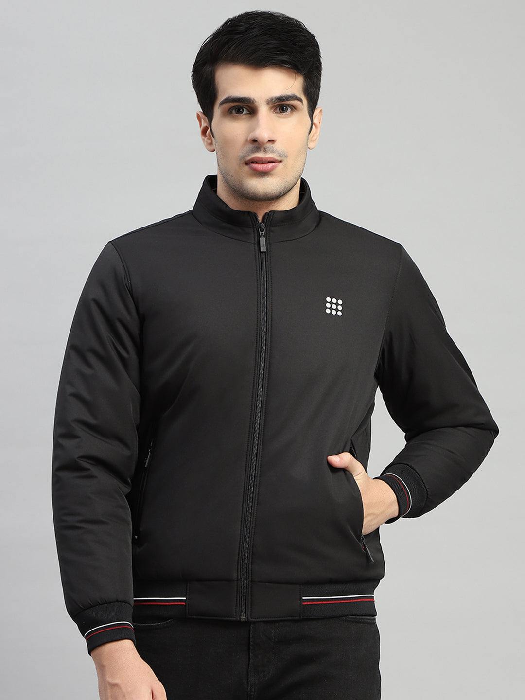 Rock.it Men Black Solid Mock Neck Full Sleeve Jacket