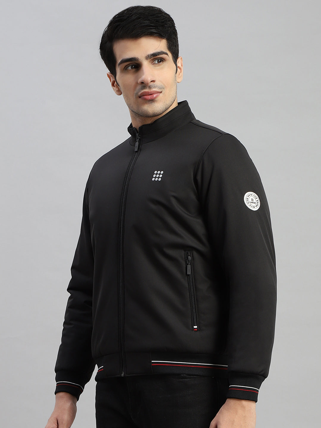 Rock.it Men Black Solid Mock Neck Full Sleeve Jacket