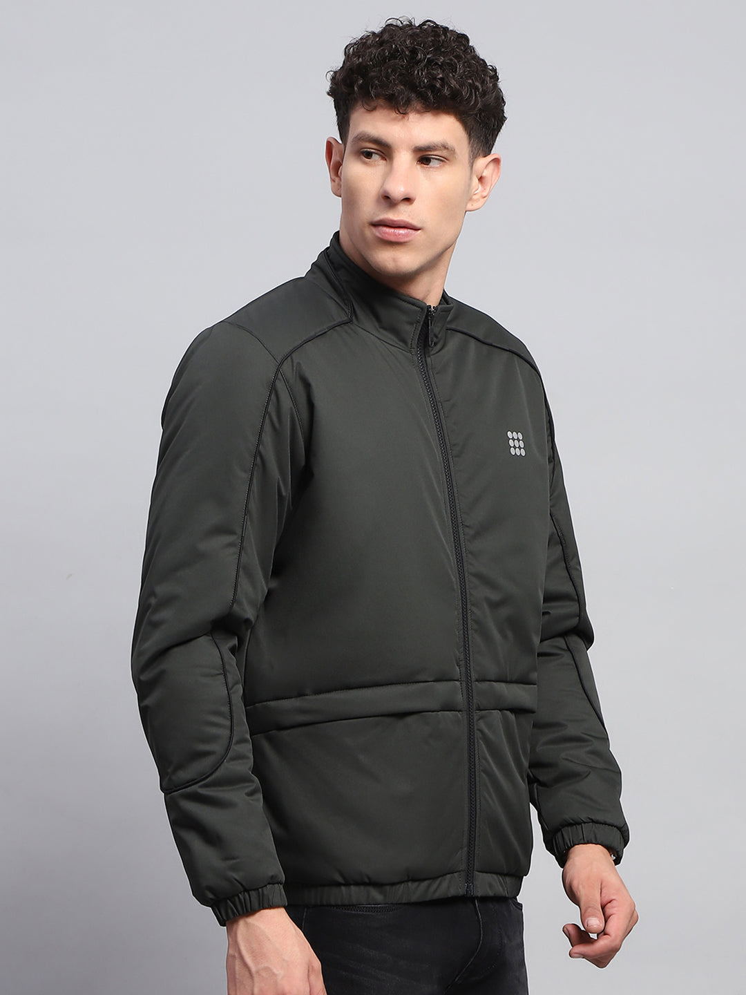 Rock.it Men Olive Solid Mock Neck Full Sleeve Jacket