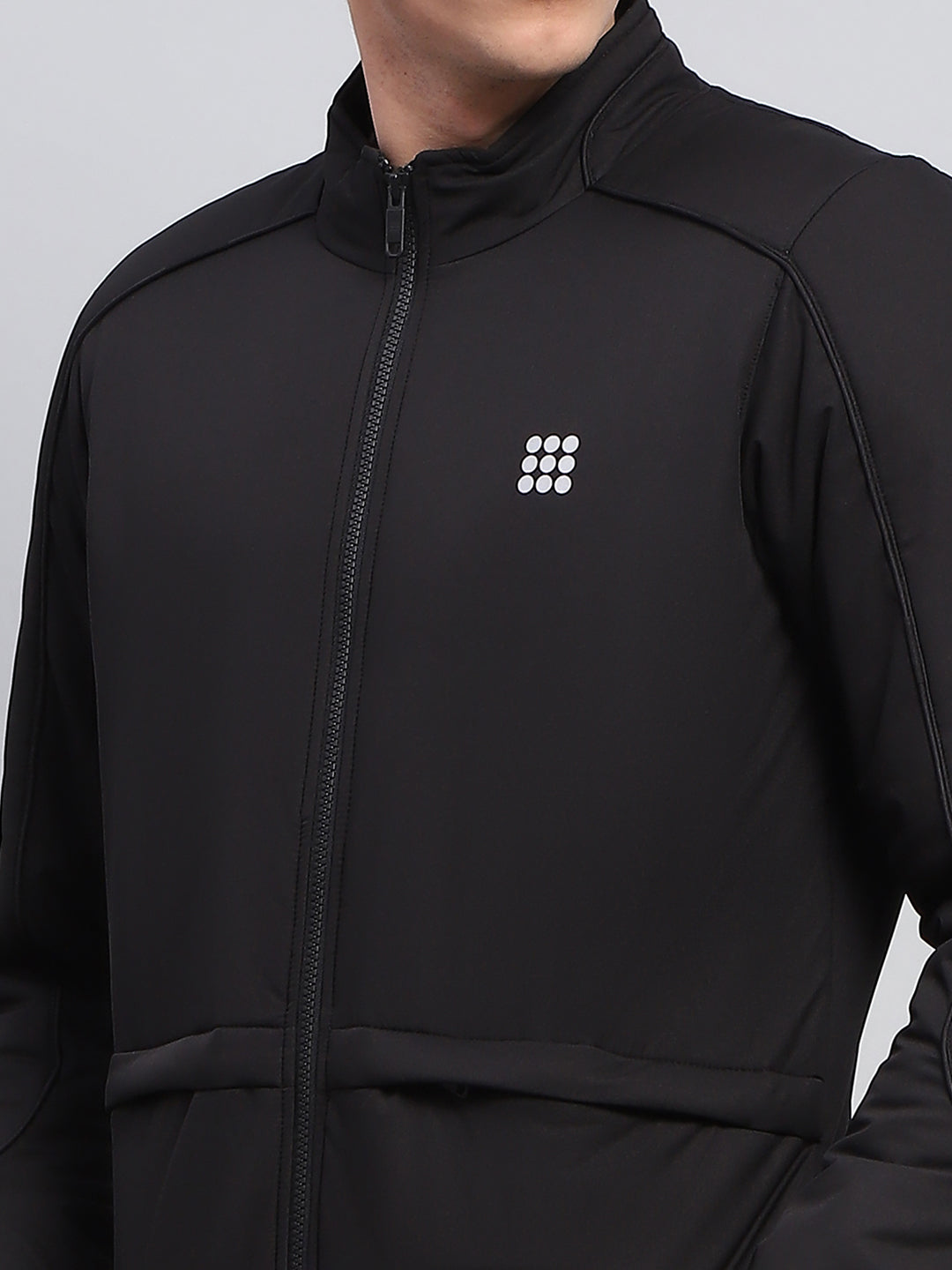 Rock.it Men Black Solid Mock Neck Full Sleeve Jacket