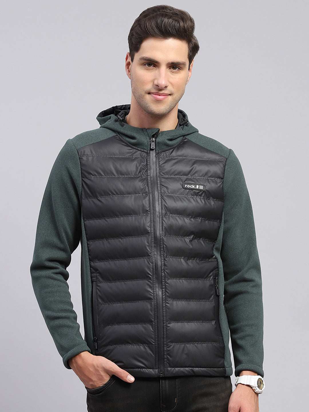 Rock.it Men Green Solid Hooded Full Sleeve Jacket