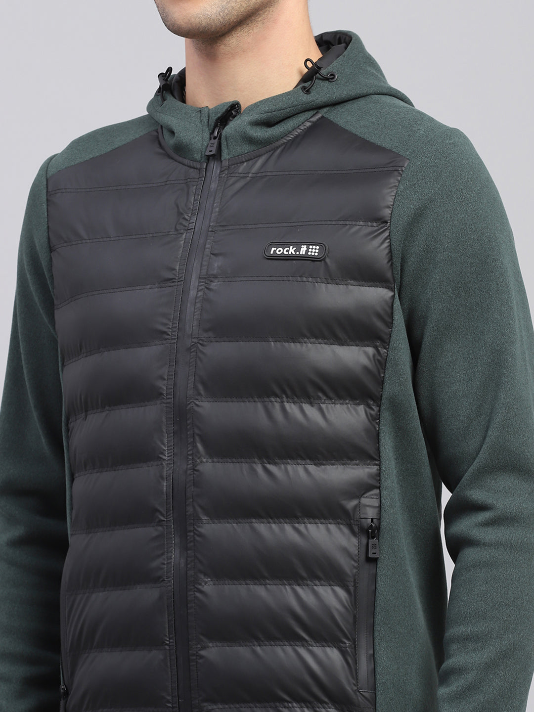 Rock.it Men Green Solid Hooded Full Sleeve Jacket