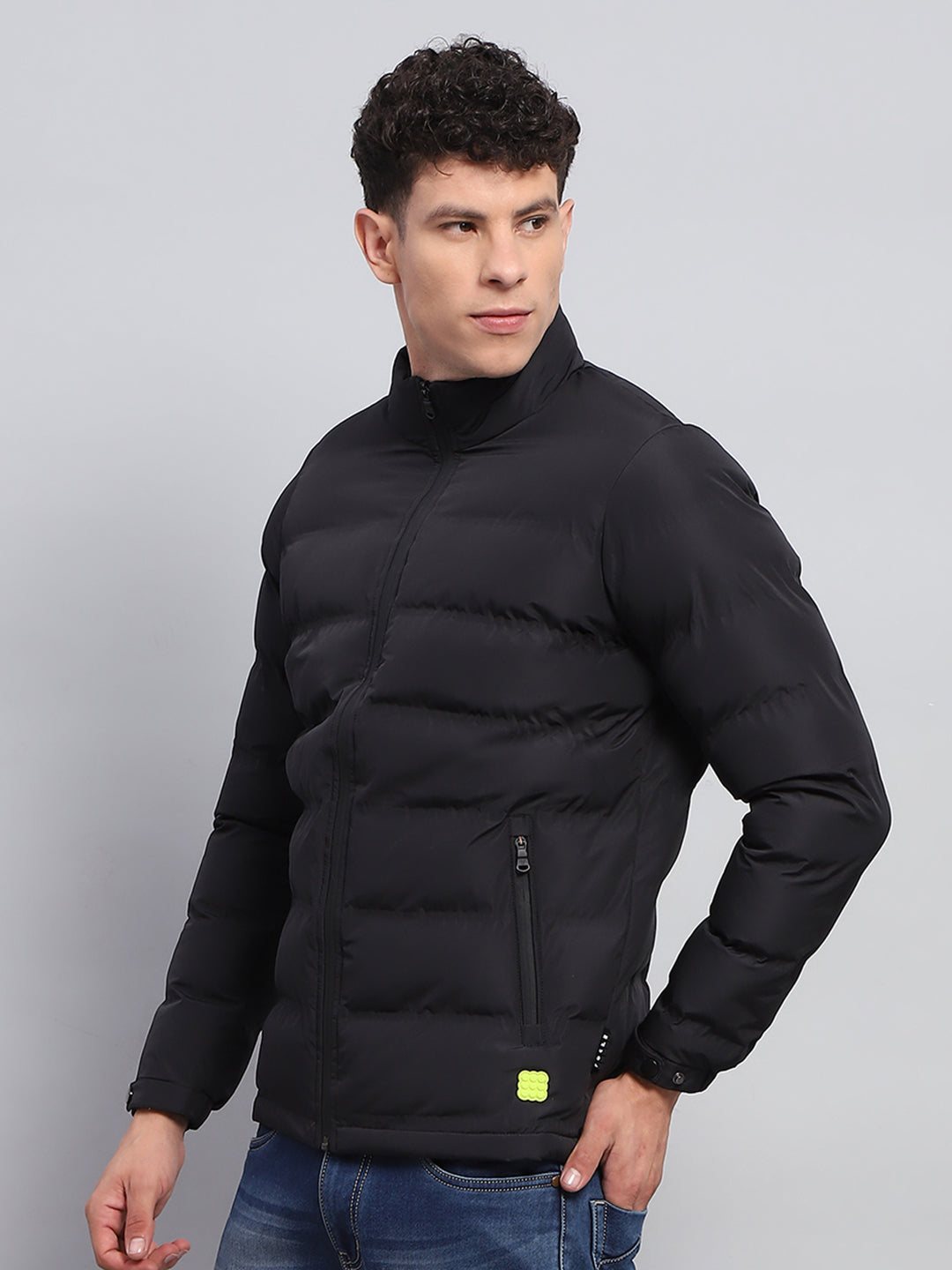 Rock.it Men Black Solid Mock Neck Full Sleeve Heating Jacket
