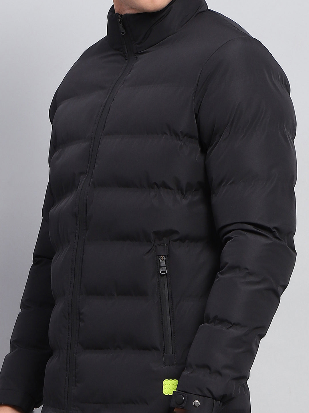 Rock.it Men Black Solid Mock Neck Full Sleeve Heating Jacket